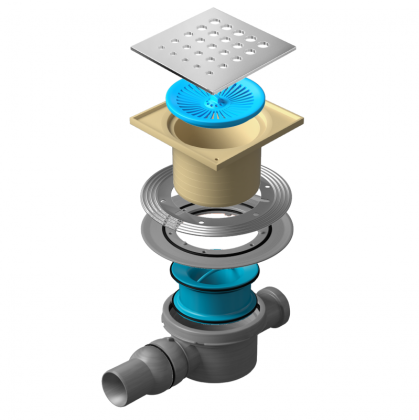 13000010 Точечный трап 150х150 мм Confluo Standard Drops 2,металл с перфорацией Drops (Капли), без рамки Исполнение: Хром 