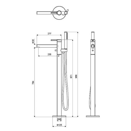 Смеситель для ванны отдельностоящий EXCELLENT Pi AREX.1255BL (черный мат)