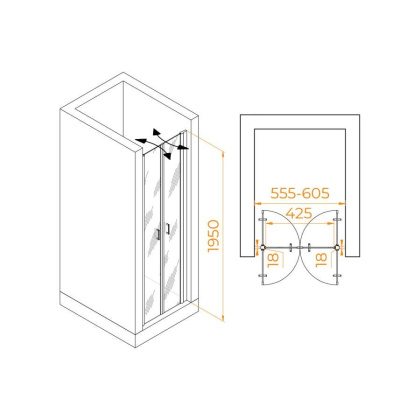 Душевая дверь RGW PA-104Gb 600