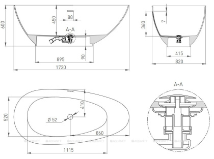 Ванна из искусственного камня PAOLA 172,101512SM Ванна из искусственного камня PAOLA 172,101512SM