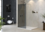 LIBERTA-L-1-95-C-NERO Душевая перегородка с односторонним входом, стекло прозрачное, профиль чёрный, 950x1950 мм