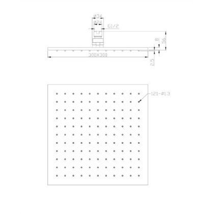 Верхний душ OMNIRES 30х30 см WG230CR (хром)