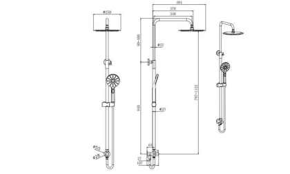 Душевая система 3jet 250мм AQUATEK Reno AQ2046CR  Душевая система 3jet 250мм AQUATEK Reno AQ2046CR