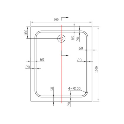 Поддон для душа акриловый VST-2AR-9010, 1000*900*135, сифон Ф90 с гидрозатвором