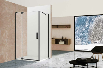 Душевой уголок Extra VSR-1E901090CLB, 900/1000*900, черный, стекло прозрачное