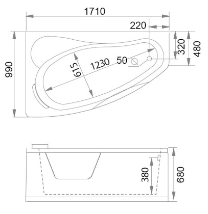 Акриловая ванна Gemy 171х100 G9046 II O L