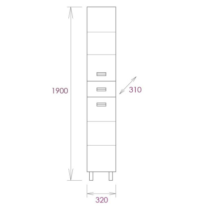 Пенал Onika Балтика 32 напольный, белый, универсальный