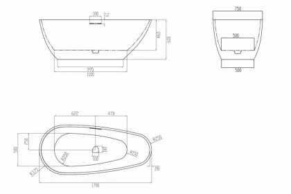 Ванна из литьевого мрамора Abber Dortmund 170х75 AM9911BW
