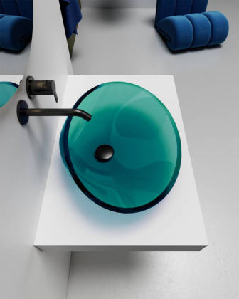 Раковина накладная прозрачная ABBER Kristall AT2812Aquamarin бирюзовая Раковина накладная прозрачная ABBER Kristall AT2812Aquamarin бирюзовая