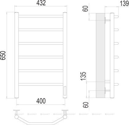 Полотенцесушитель Terminus Виктория П6 400х650 электро Полотенцесушитель Terminus Виктория П6 400х650 электро