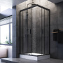W90G-404-100280-BT Gem душ.ограждение 100х80 прям.,стекло прозрачное, профиль Черный мат.,без поддон