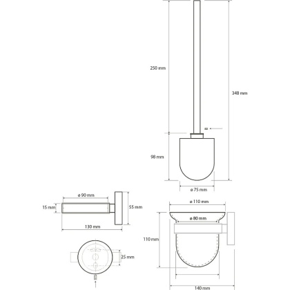 Ёршик подвесной (стекло), щётка белая