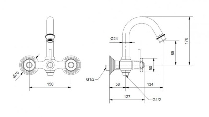 APHRODITE-V-01-Sw Смеситель для ванны и душа Исполнение: Хром, Ручки: Swarovski 