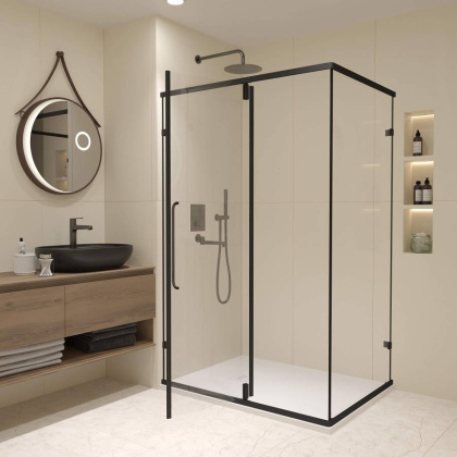 Душевой уголок  90* 70*185 RGW CL-046-B Прямоуг./Чёрный/Прозрачное/6 мм