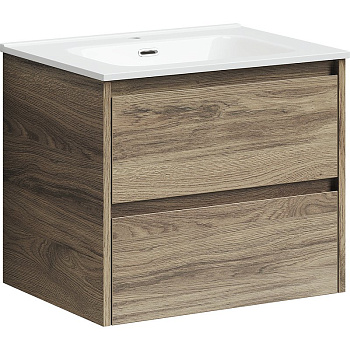 Тумба подвесная SANCOS Urban 590х450х550, c двумя ящиками оснащенными доводчиками, дуб галифакс натуральный , арт. UR60EG