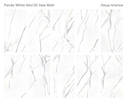 Керамогранит матовый PANDA WHITE 60х120 5мм MATT, Marbles