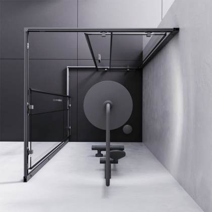 W93G-403-090BT Душевое ограждение Gem S Square Slide 90x90 стекло прозрачное, профиль Черный матовый