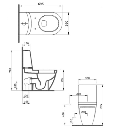 Чаша унитаза-компакт Bocchi Taormina 1017-001-0129 белая Чаша унитаза-компакт Bocchi Taormina 1017-001-0129 белая