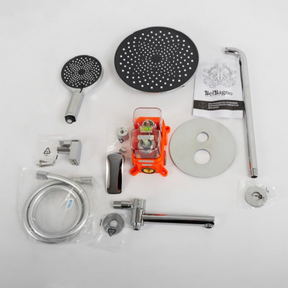 MARINO Душевой комплект встраиваемый с изливом (смеситель встраиваемый, верхний душ, ручной душ со шлангом, штуцер с держателем),хром MARINO-VDSET-CRM MARINO Душевой комплект встраиваемый с изливом (смеситель встраиваемый, верхний душ, ручной душ со шлангом, штуцер с держателем),хром MARINO-VDSET-CRM