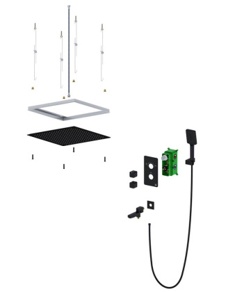 Душевая система Timo Petruma SX-5019/03SM скрытого монтажа с термостатом, черная матовая