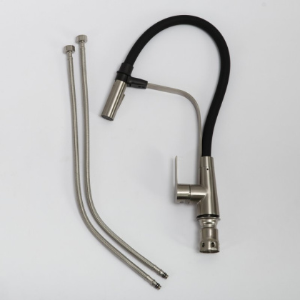 Смеситель для кухни с гибким изливом, двухрежимный, нержавеющая сталь, исполнение сатин BB-LAM36-IN Смеситель для кухни с гибким изливом, двухрежимный, нержавеющая сталь, исполнение сатин BB-LAM36-IN