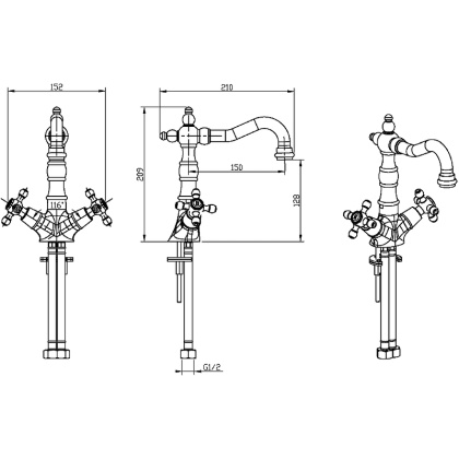 Смеситель для умывальника, высокий _Комплект Смеситель для умывальника, высокий _Комплект