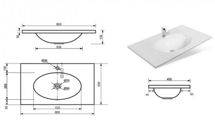 Раковина "Вегас 80" 800х450 Раковина "Вегас 80" 800х450