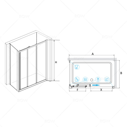 Душевой уголок RGW CL-30, 04093000-11, 100 х 100 x 185 см, дверь раздвижная, стекло прозрачное, хром