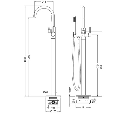 Смеситель Timo Saona 2310/17Y-CR напольный золото матовое