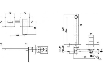 Смеситель для раковины Paffoni Elle EL105NO70 (с внутренней частью)
