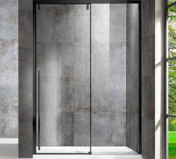 Душевая дверь Lugano VDS-1L140CLB-1, 1400, черный, стекло прозрачное