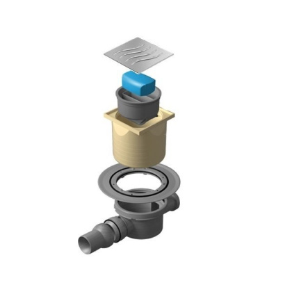 13000016 Точечный трап 100х100 мм Confluo Standard Dry 2,с сухим затвором, металл с перфорацией Tide (Волна), без рамки Исполнение: Хром 