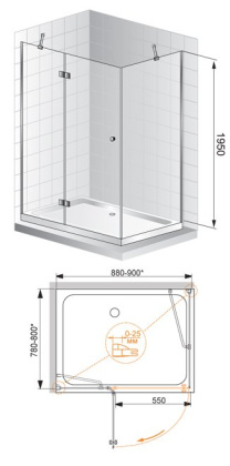 VERONA-W-AH-1-90/80-C-Cr Душевой уголок