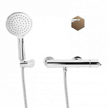 LEAF-D-L-PS Смеситель для душа однорычажный в комплекте с ручным душем, шлангом и держателем, исполнение Sunset PVD