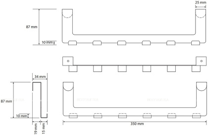 Дверная вешалка, 6 крючков, DARK
