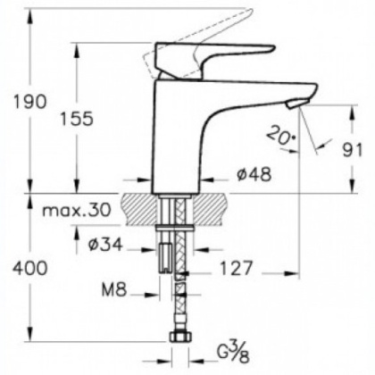 Смеситель для раковины Vitra X-Line