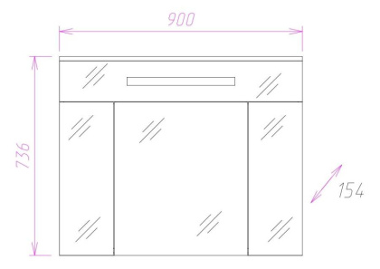 Шкаф-зеркало Onika Сигма 90 белый, c LED подсветкой