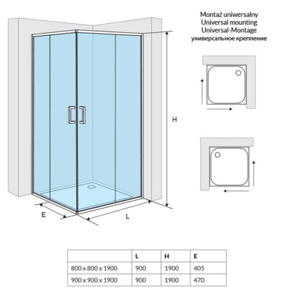 Душевое ограждение EXCELLENT Серия 201 90х90 квадрат (хром) Душевое ограждение EXCELLENT Серия 201 90х90 квадрат (хром)