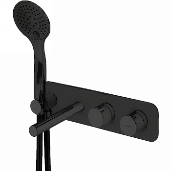 CZR-B-VDM1-T-NOP Встраиваемый термостатический смеситель для ванны и душа однорычажный, в комплекте с ручным душем, исполнение черный матовый