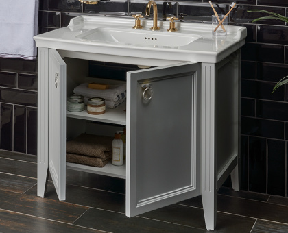 Шкаф Valarte 80 см с раковиной, с дверцами, цвет серый матовый