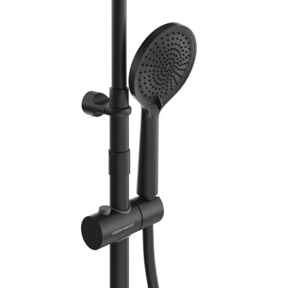 Душевая колонна круглая FONTE на 2 потока без смесителя, черный матовый