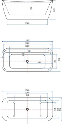Акриловая ванна Allen Brau Infinity 170x78 2.21002.20/CGM белая глянец /цементно-серый, шт