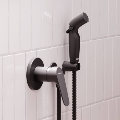 777510300 Jupiter, смеситель монтируемый в стену с гиг. душем, черный