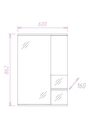 Шкаф-зеркало Onika Элита 60 белый, правый, с подсветкой