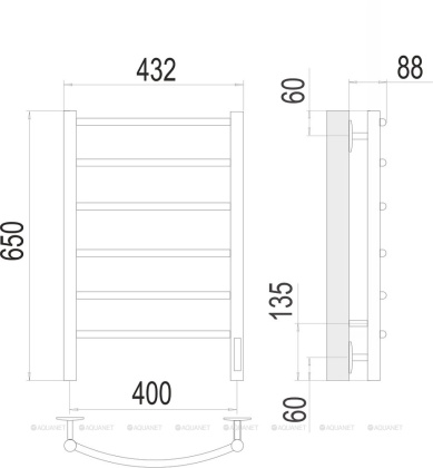 Полотенцесушитель Terminus Классик П6 400х650 электро Полотенцесушитель Terminus Классик П6 400х650 электро