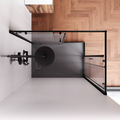 W87G-403-12080-BТ Sunny Душевое ограждание прямоугольное, раздвижные двери 120x80 черный,стекло прозрачное