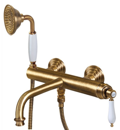 APHRODITE-VDM-01-Bi Смеситель для ванны и душа однорычажный в комплекте с ручным душем Исполнение: Хром, Ручки: Белая  APHRODITE-VDM-01-Bi Смеситель для ванны и душа однорычажный в комплекте с ручным душем Исполнение: Хром, Ручки: Белая