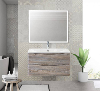 Тумба с раковиной подвесная  BelBagno ACQUA 90 Cemento Verona Grigio, раковина белая Тумба с раковиной подвесная  BelBagno ACQUA 90 Cemento Verona Grigio, раковина белая