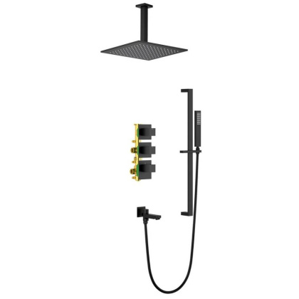 Душевая система Timo Selene SX-2239/03SM скрытого монтажа с термостатом, черная матовая