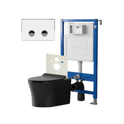 Сет: Система инсталляции пневматическая Point Элемент П для подвесного унитаза PN45121 + Клавиша смыва для пневматической инсталляции Point Венера, белый/хром, PN44071WC + Унитаз подвесной Point Вега безободковый, чёрн мат, PN41711BM Сет: Система инсталляции пневматическая Point Элемент П для подвесного унитаза PN45121 + Клавиша смыва для пневматической инсталляции Point Венера, белый/хром, PN44071WC + Унитаз подвесной Point Вега безободковый, чёрн мат, PN41711BM